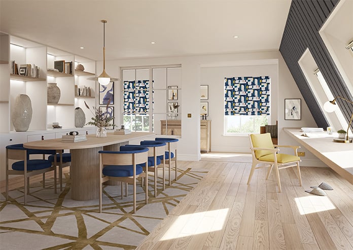 Archways, Navy - Twist&Fit Roman Blind - Image 7